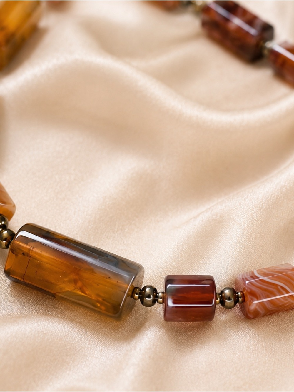 Designer Botswana Agate Necklace Natural Stone Statement One-of-a-Kind